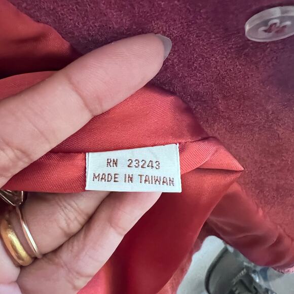 Vintage 100% Genuine Leather Suede Burgundy Red Women's Jacket Blazer Size 15/16 - Picture 6 of 12